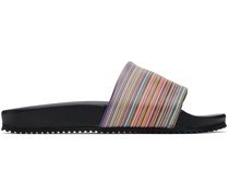 Black Signature Stripe Dru Slides