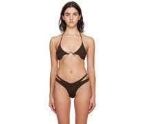 Brown Cutout Bikini Top