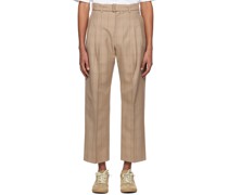 Beige Check Trousers