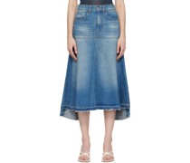 Blue Patched Midi Skirt