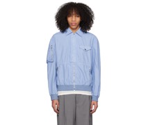 Blue Spread Collar Bomber Jacket