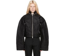 Black Stiff Faux-Leather Jacket