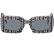 Black & White Monogram Rectangular Sunglasses