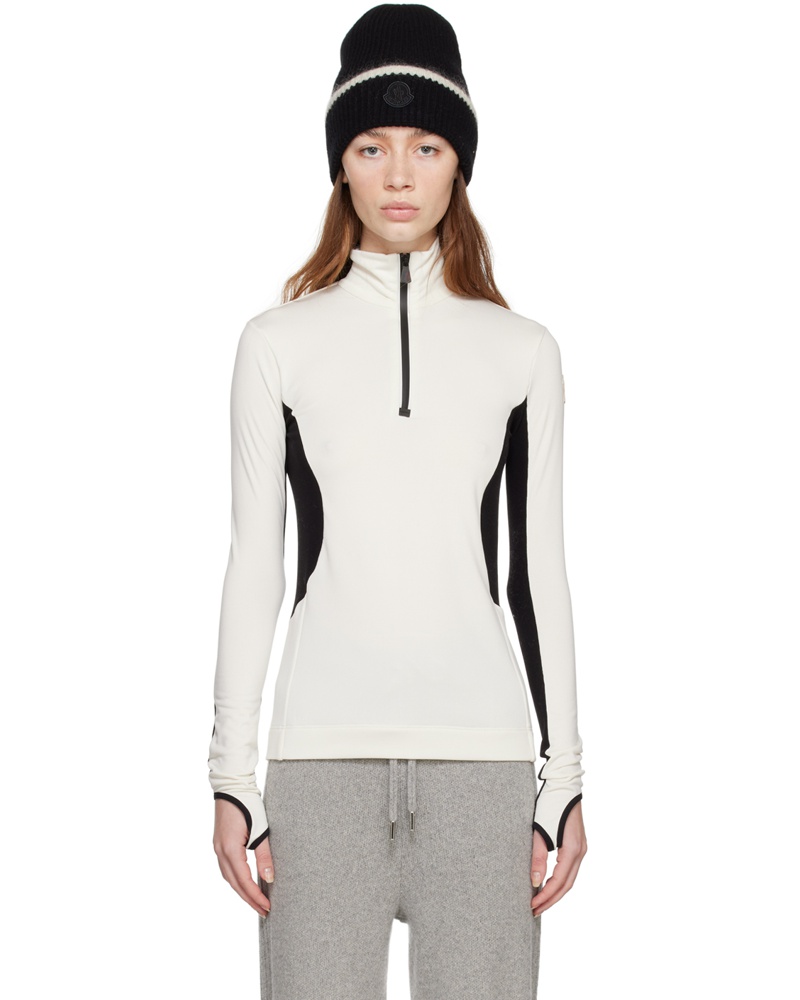 Moncler Damen White Zip Turtleneck