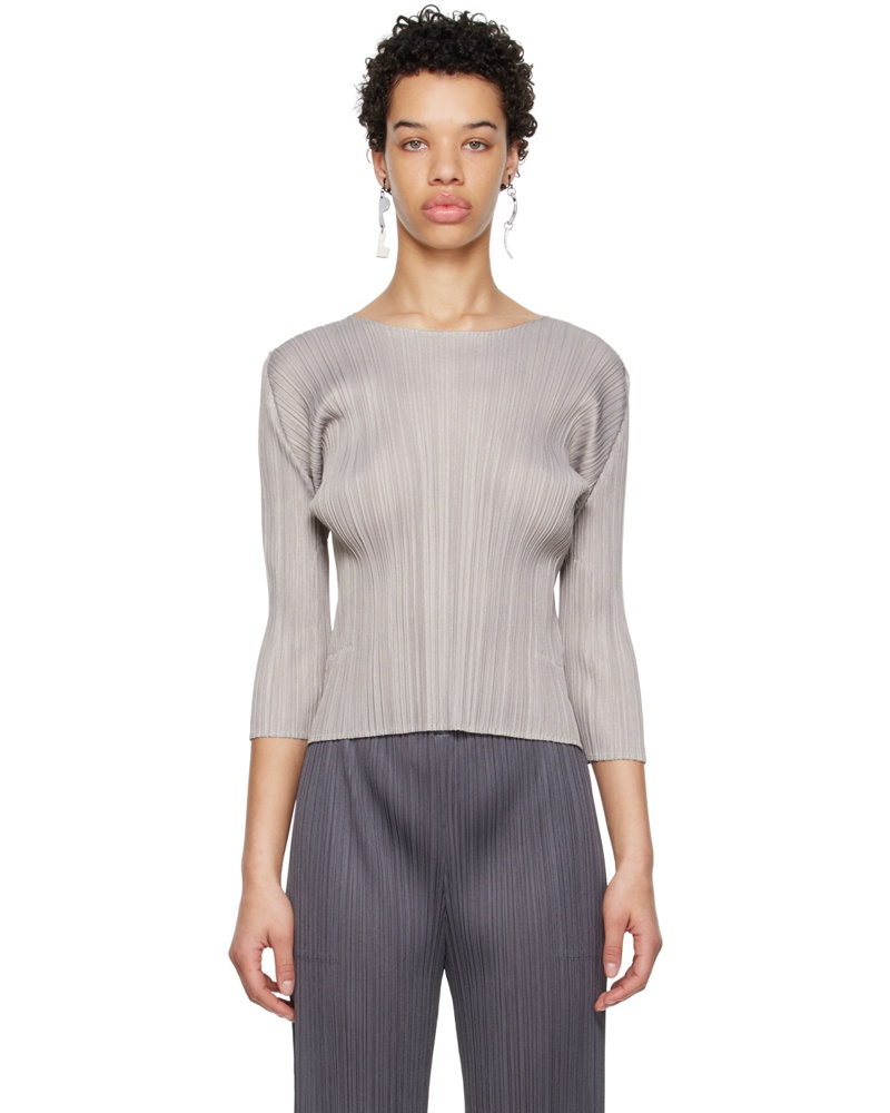 Issey Miyake Damen Gray Mellow Long Sleeve T-Shirt Issey Miyake Damen Gray Mellow Long Sleeve T-Shirt