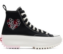 Black Run Star Hike Embroidered Hearts Sneakers