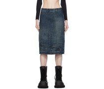 Blue Faded Denim Midi Skirt