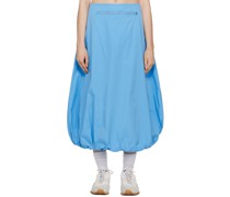 Blue Drawstring Midi Skirt