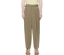 Beige Belted Trousers