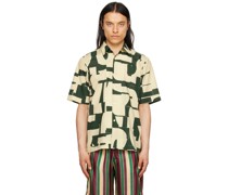Off-White & Green Graphic Shirt