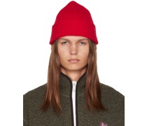 Red Ribbed Beanie