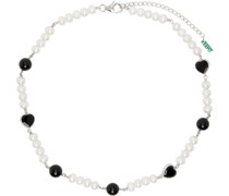 SSENSE EXCLUSIVE White & Black Heart Pearl Necklace