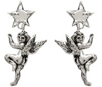 White Bronze Angel Star Earrings