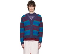 Blue & Purple Fuzzy Stripe Cardigan