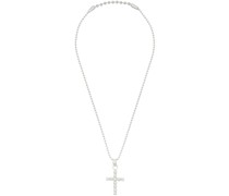 Silver Stone Cross Necklace
