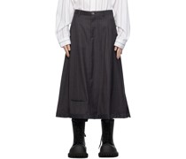 Gray Striped Midi Skirt