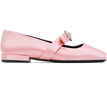 Pink Gianni Ribbon Open Satin Ballerina Flats