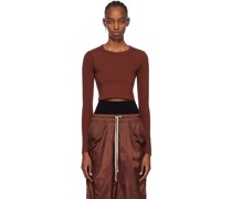 Brown Cropped Long Sleeve T-Shirt