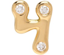 Gold Bubble Number 4 Single Earring