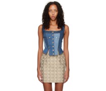 Blue Paneled Denim Corset