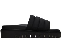 Black Ribbed Tape Chunky Sandals