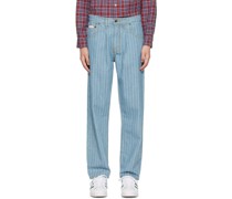 Blue Pleated Jeans