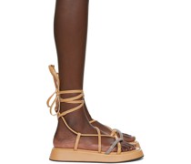 Tan Suede Ankle Tie Sandals
