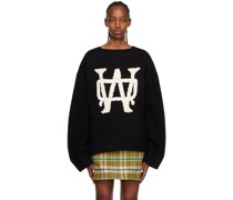 Black Hand-Embroidered Sweater