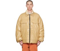 Beige & Khaki Biggie Reversible Down Jacket