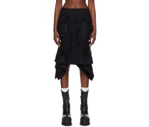 Black Handkerchief Midi Skirt