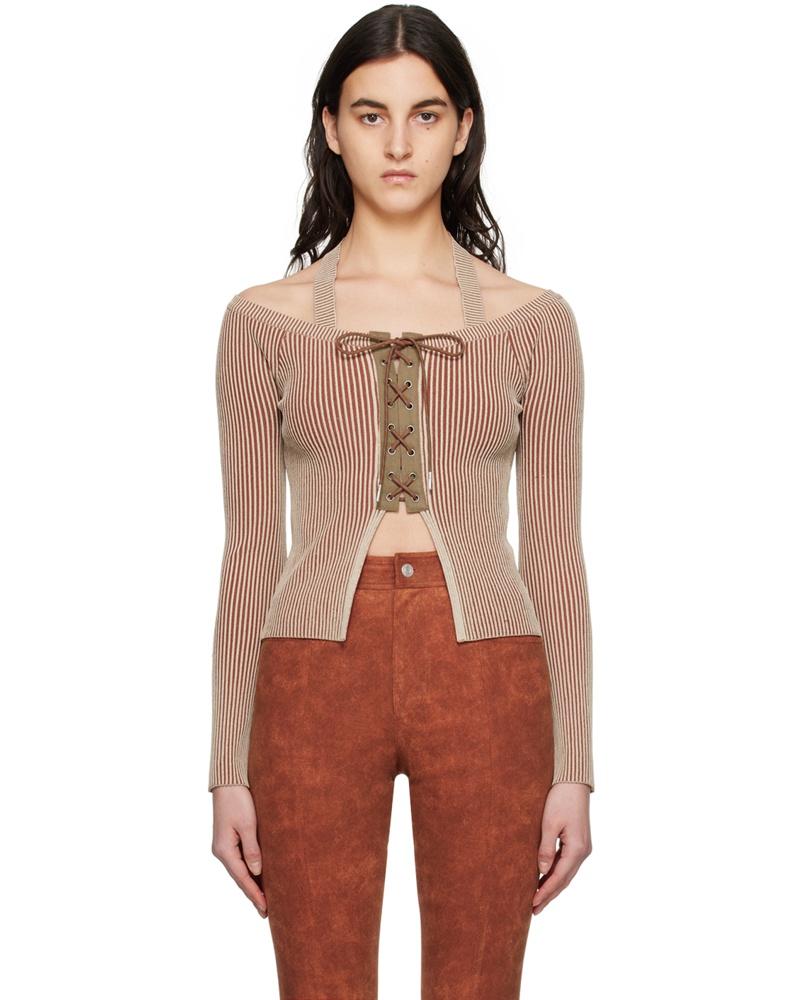 Andersson Bell Damen Beige Lace-Up Top