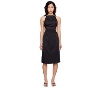 Black Drawn Out Midi Dress