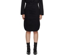 Black Curved Hem Midi Skirt