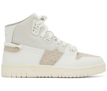 White & Beige Paneled Sneakers