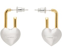 Silver & Gold Small Heart Padlock Earrings