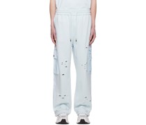 Blue Paneled Sweatpants