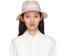 Beige & Pink Straw Henrietta Fedora