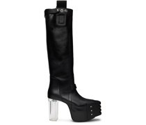 Black Pull On Platform Boots