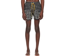 Black & Off-White Polka Dot Swim Shorts