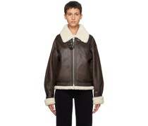 Brown Loose Fit Faux-Shearling Jacket