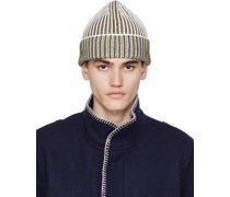 Khaki & White Ribbed Beanie