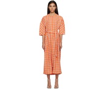 Orange & Gray Line Maxi Dress