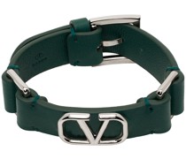 Green Leather VLogo Bracelet