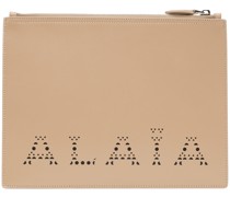 Tan Large Logo Pouch