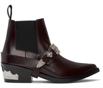 Burgundy Ankle Strap Chelsea Boots
