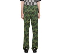 Green Jacquard Track Pants