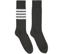 Gray 4-Bar Mid-Calf Socks