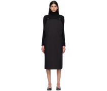 Black Long Strap Overall Midi Dress