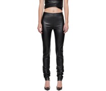 Black Sim-Fit Faux-Leather Trousers