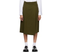 Khaki Wrap Midi Skirt